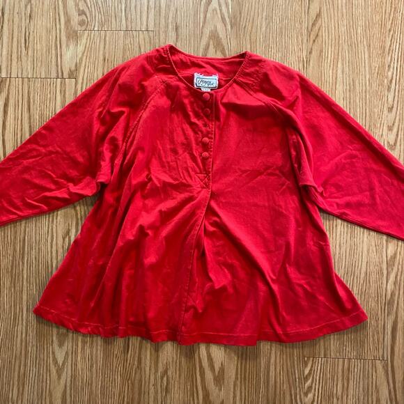 Players Sport Vintage Red Button-up Oversized Shirt Top Womens Small - Picture 3 of 16